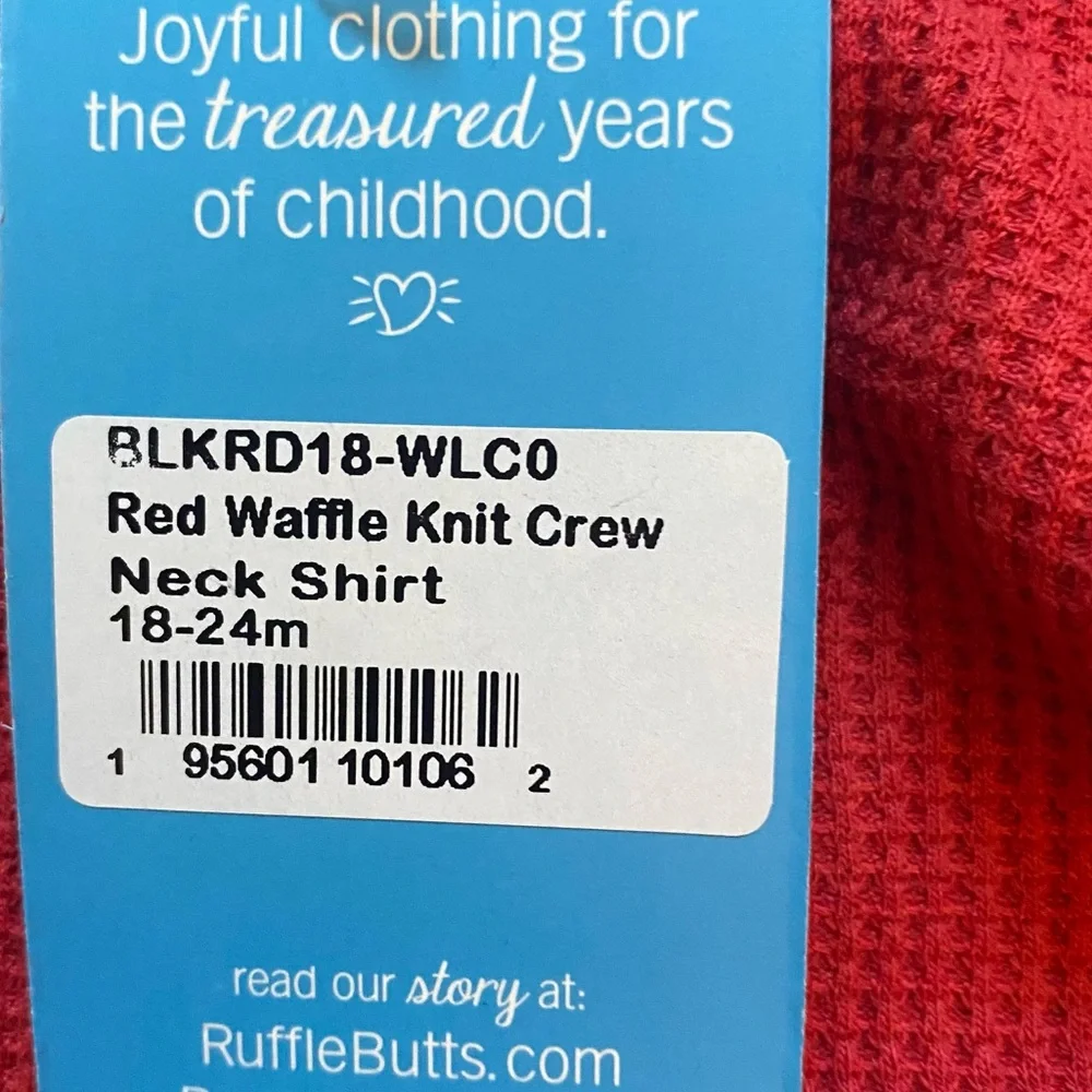 NWT RuggedButts Red Waffle Knit Long Sleeve T-Shirt with Snaps, boys 18-24 month